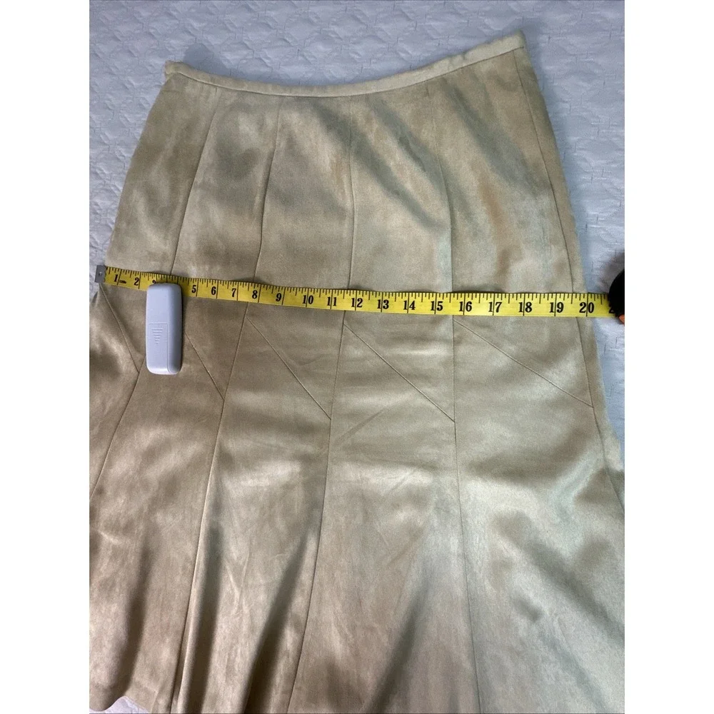 Talbots A-Line Midi Skirt Women's Sz 8 Stretch Beige/Camel Polyester